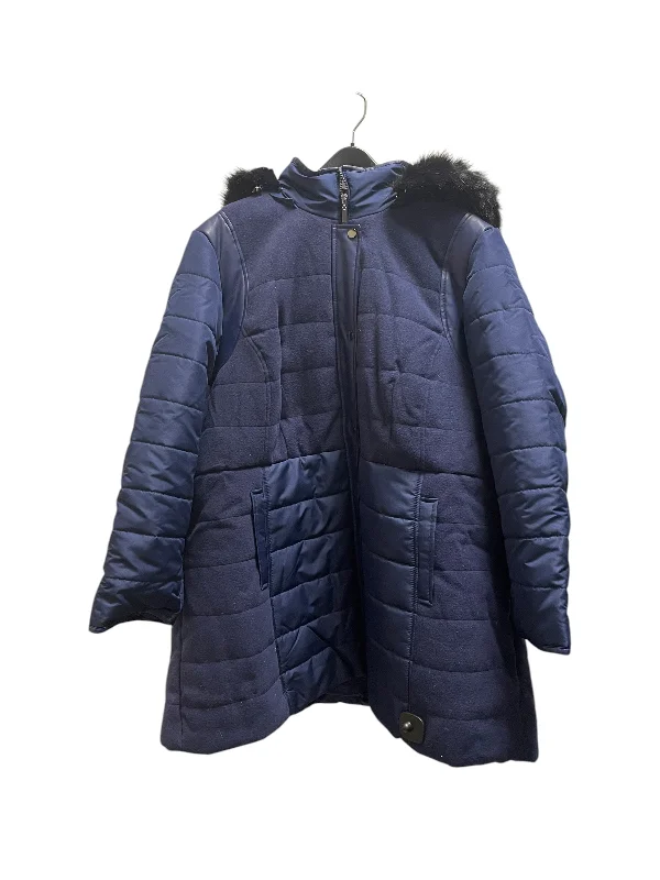 Jacket Fleece By Susan Graver In Navy, Size: 3x Welt Pockets Slit Pockets Flap Pockets