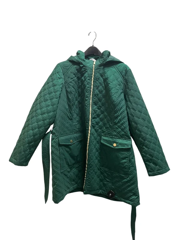 Jacket Other By Dennis Basso Qvc In Green, Size: 2x Fleece Fabric Down Fabric Feather Fabric