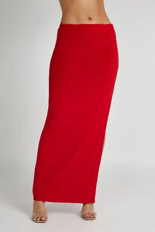 Jeanine Cowl Back Maxi Skirt - Red seamless skirt comfort