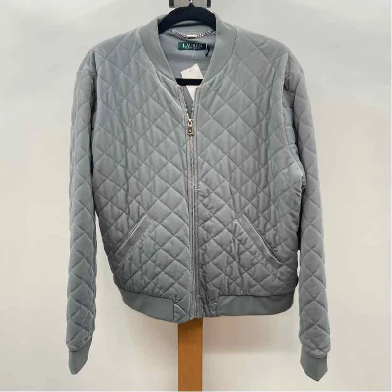 Lauren Ralph Lauren Women's Size XL Gray Quilted Jacket A-Line Jacket Boat Neck Shawl Collar