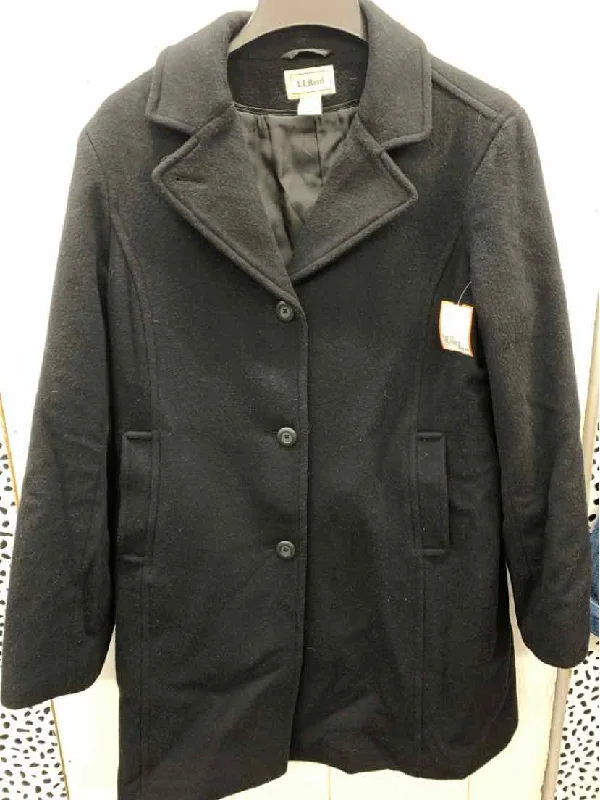 LL Bean Black Womens Size 14 Jacket (Outdoor) Denim Fabric Leather Fabric Suede Fabric