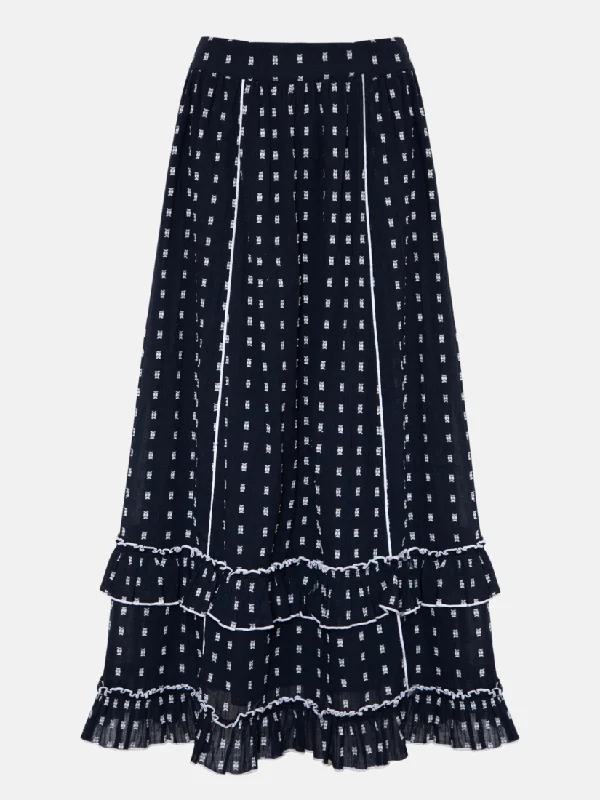 Loretta Skirt in Navy Polka linen skirt relaxed