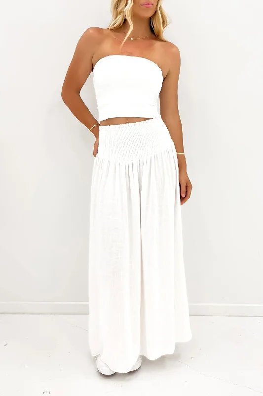 Luxe Linen Shired Maxi Skirt Vintage White corduroy skirt cozy