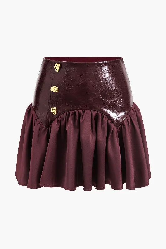 Faux Leather Patchwork Skirt lace skirt intricate