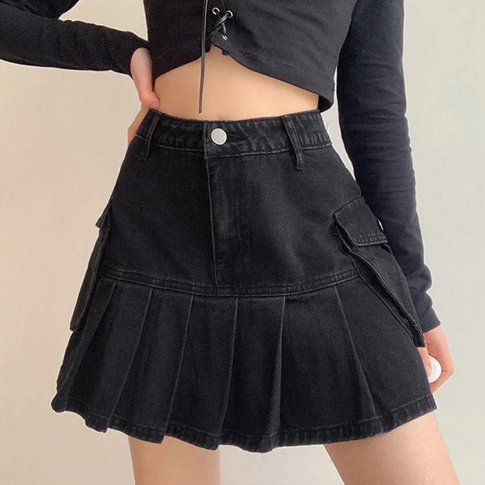 Meet Me On Campus Denim Skirt cotton skirt soft