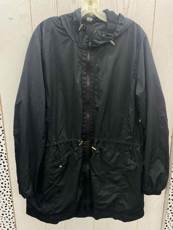 Old Navy Black Womens Size XL/Tall Jacket (Outdoor) Ribbed Jacket Pleated Jacket Ruffled Jacket