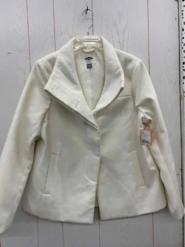 Old Navy Cream Womens Size M Jacket (Outdoor) Oversized Jacket Tailored Jacket Straight Jacket