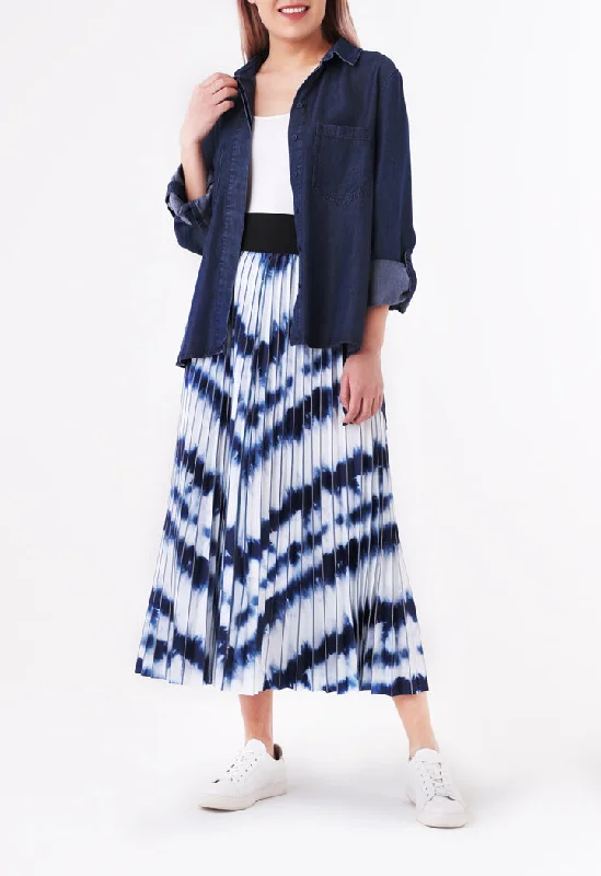 Pleated Tie Dye Skirt high slit skirt