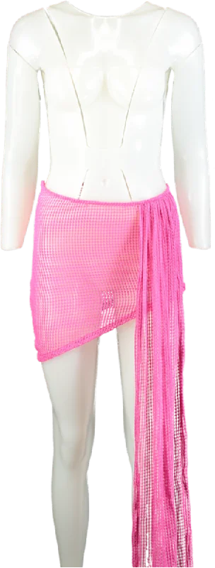 PrettyLittleThing Pink Net Drape Beach Skirt UK 10 seamless skirt comfort