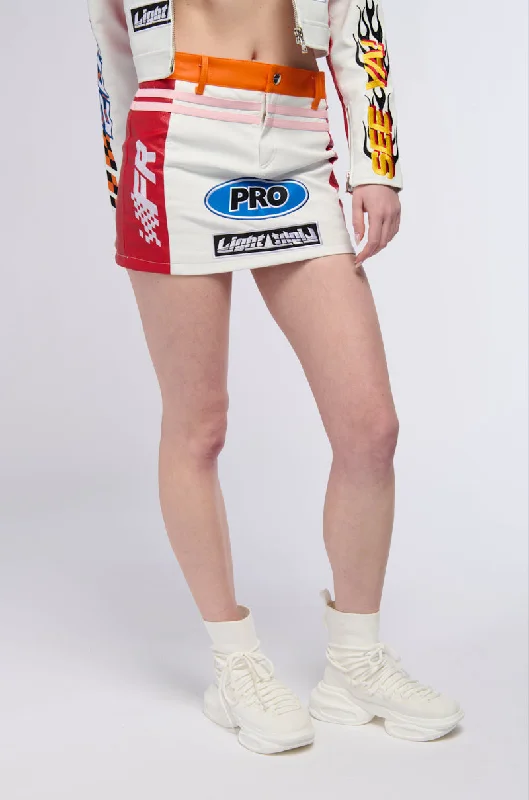 PRO LEAGUE FAUX LEATHER MINI SKIRT velvet skirt plush