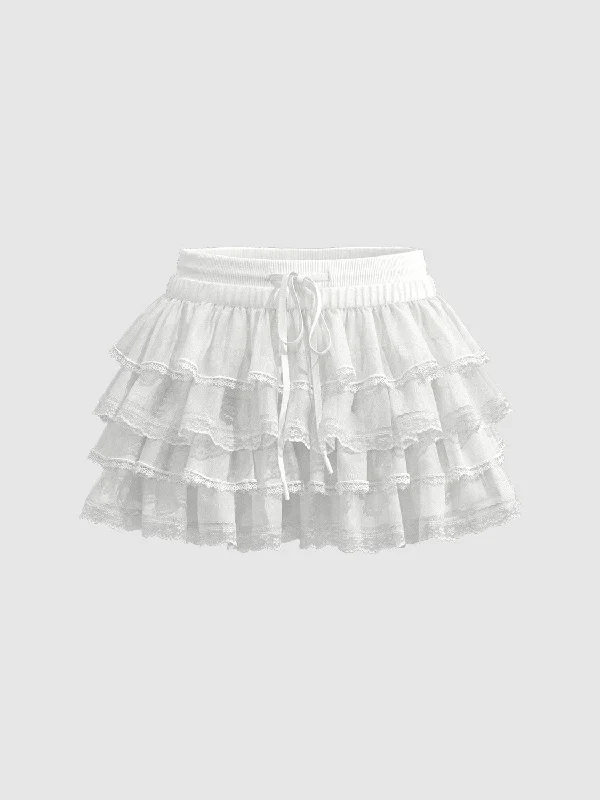 Ruffle Hem A-Line Skirts corduroy skirt durable