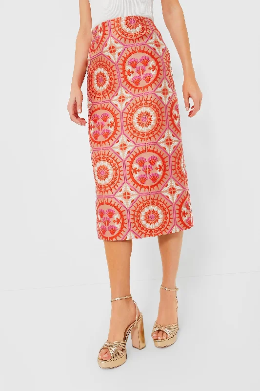 Sun Jacquard Pencil Skirt velvet skirt luxury