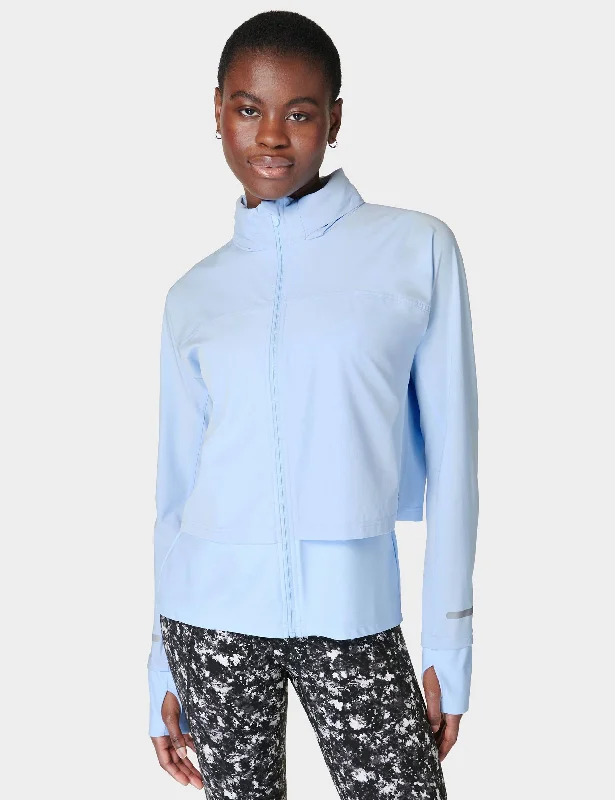 Fast Track Running Jacket - Breeze Blue Collared Jacket Crew Neck Jacket Turtle Neck Jacket