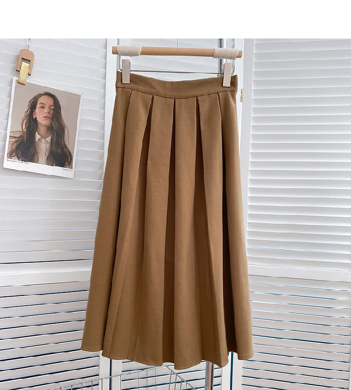 The new Korean version is slim and Retro High Waist A-shaped skirt  5824 cashmere skirt soft