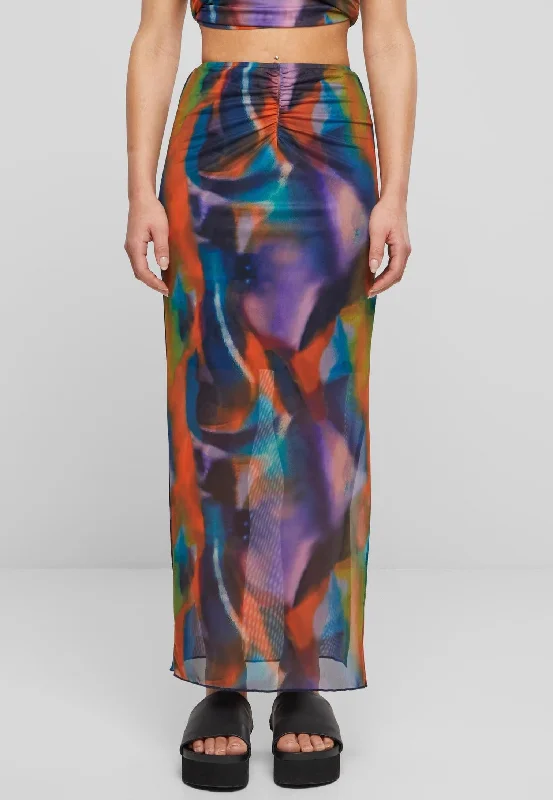 Urban Classics - Ladies AOP Mesh Tube Multicolorreflection - Skirt velvet skirt luxury