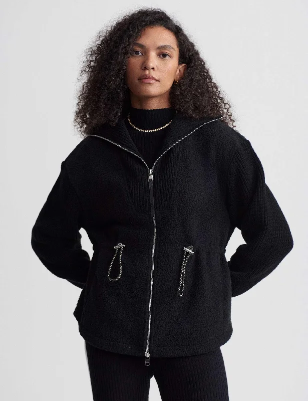 Renea Fleece Jacket - Black Zippered Jacket Buttoned Jacket Snapped Jacket