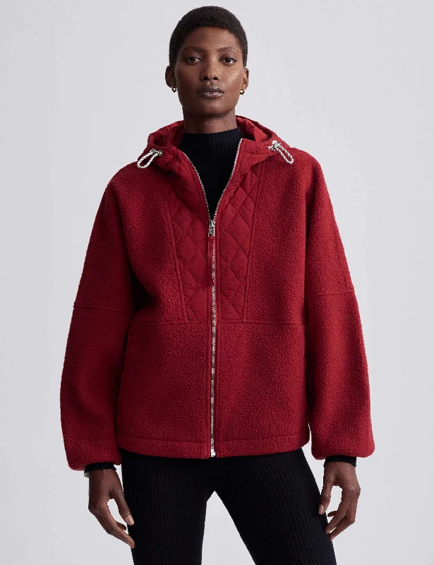 Richfield Quilt Fleece Jacket - Red Dahlia Cotton Jacket Linen Jacket Terry Jacket