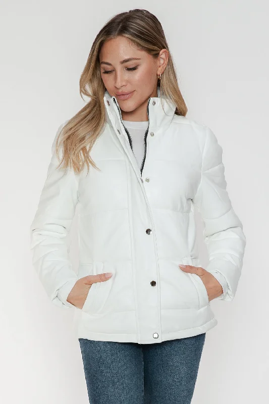 Pocketed Zip Up Turtleneck Puffer Jacket Ribbed Jacket Pleated Jacket Ruffled Jacket